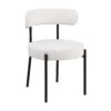Dining Chairs (Set of 2) Round Upholstered Boucle Dining Room Chairs Mid-Century Modern Kitchen Chairs Curved Backrest Chairs For Dining Room Metal Legs - White / Black - Image 2