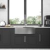 Double Bowl Farmhouse Sink Workstation 33" Stainless Steel 16 Gauge Apron Front - Black / Gray - Image 5