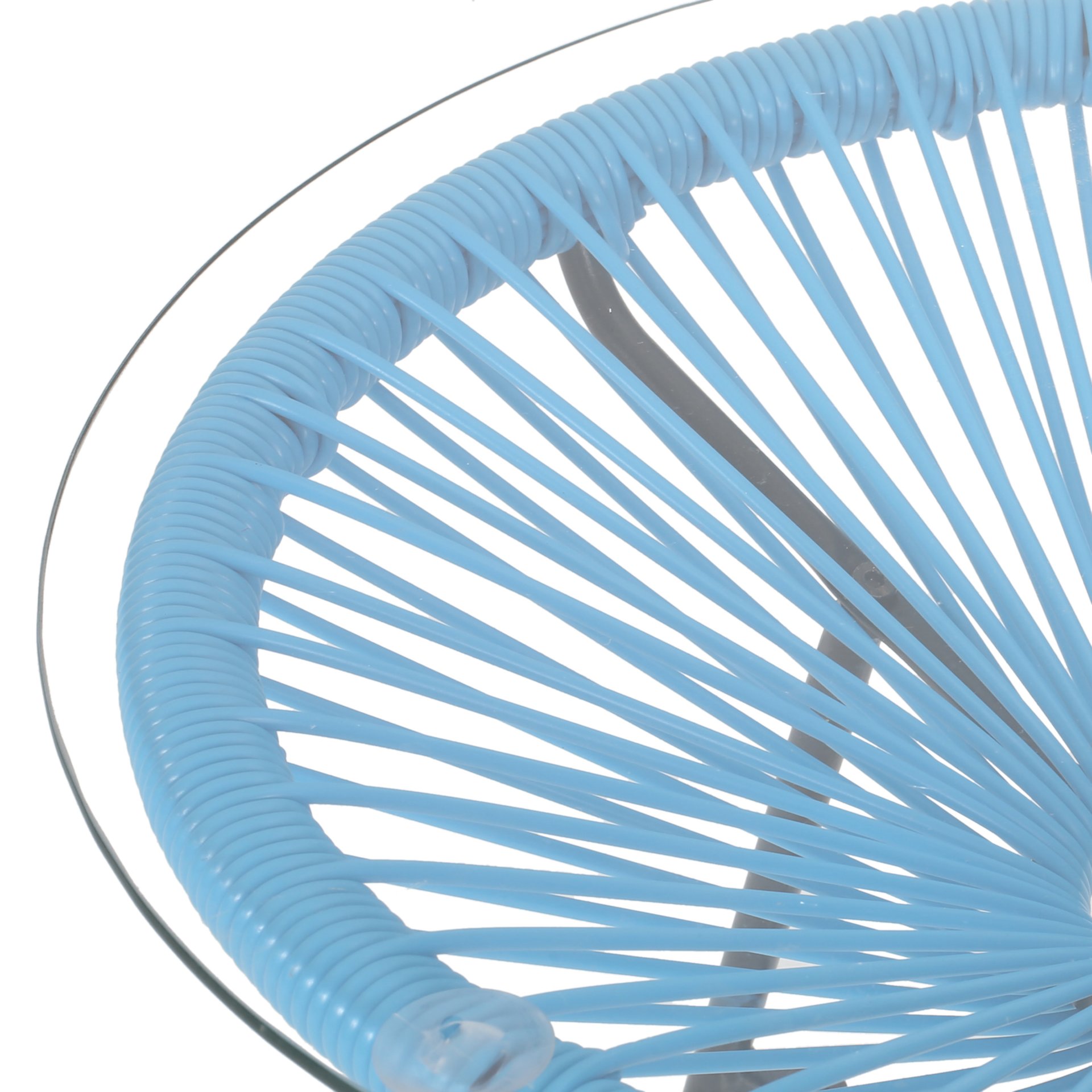 Nusa - Modern Rattan Side Table With Tempered Glass Top - Blue - Image 11