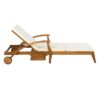 Versatile Chaise Lounge With Wheels Acacia Wood Recliner For Patio - Cream - Image 12
