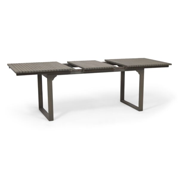 Outdoor Expandable Acacia Wood Dining Table With U Shaped Leg - Gray