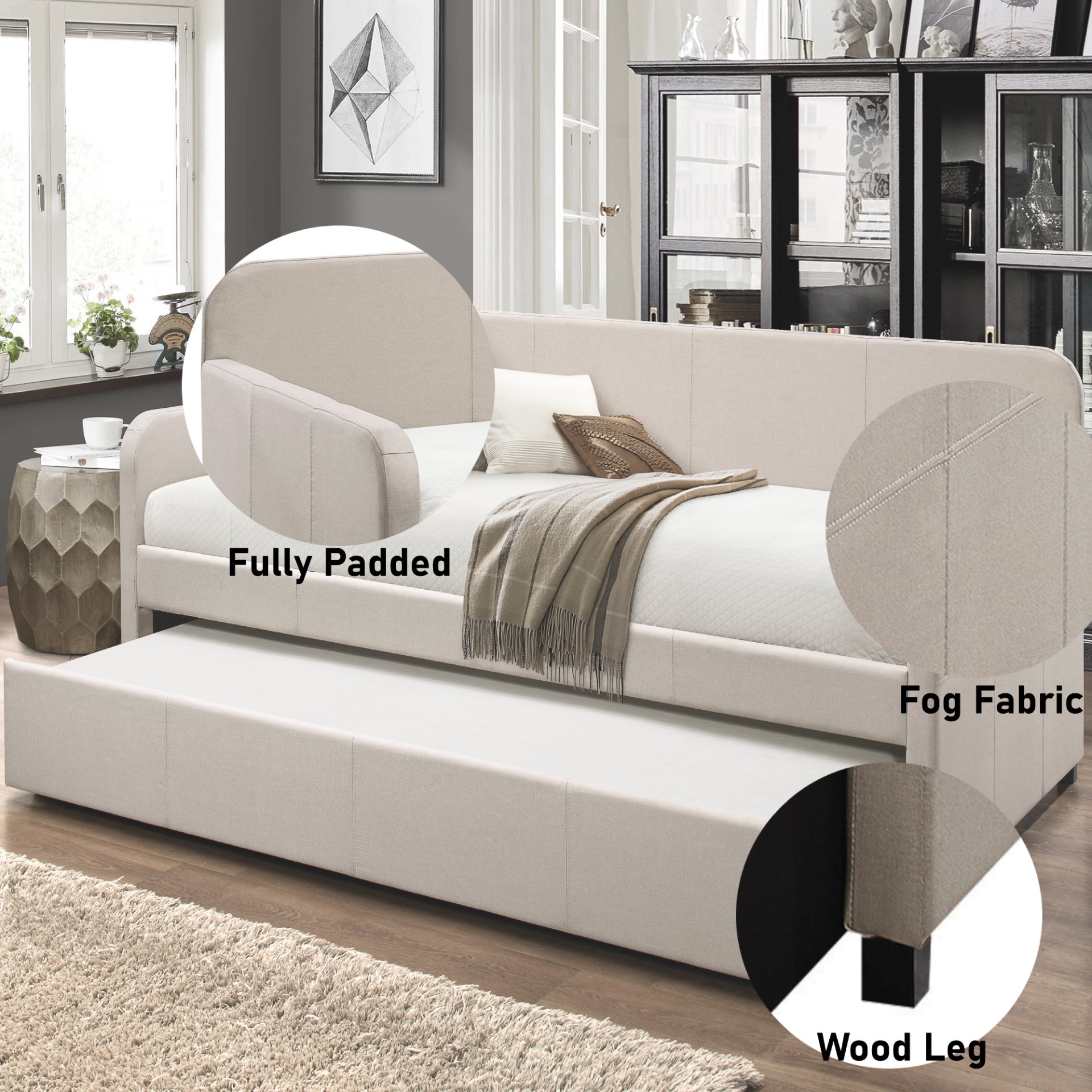 Jagger - Twin Daybed With Trundle - Fog - Image 5