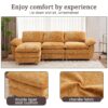 Modern Deep 3 Seat Sofa Couch With Ottoman, Polyester Sofa Sleeper Comfy Upholstered Furniture For Living Room - Yellow - Image 11