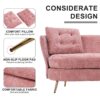 Polyester Fiber Loveseat Sofa Chair Upholstered Couch With Golden Metal Legs Club 2 Seat Sofa For Living Reading Room Bedroom Apartment Small Space Dorm - Pink - Image 3