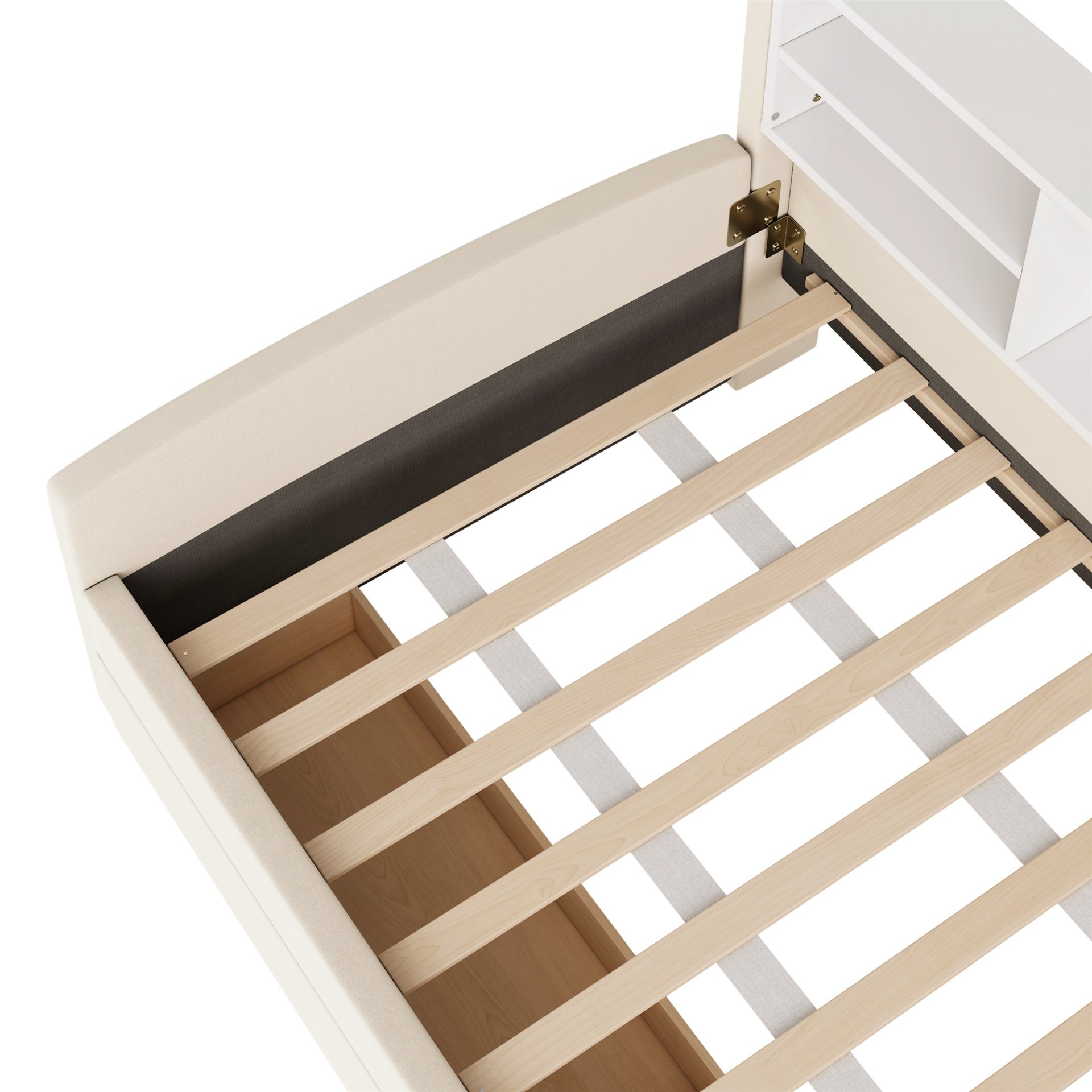 Twin Size Luxurious Upholstered Platform Bed With Storage Drawers - Beige - Image 14