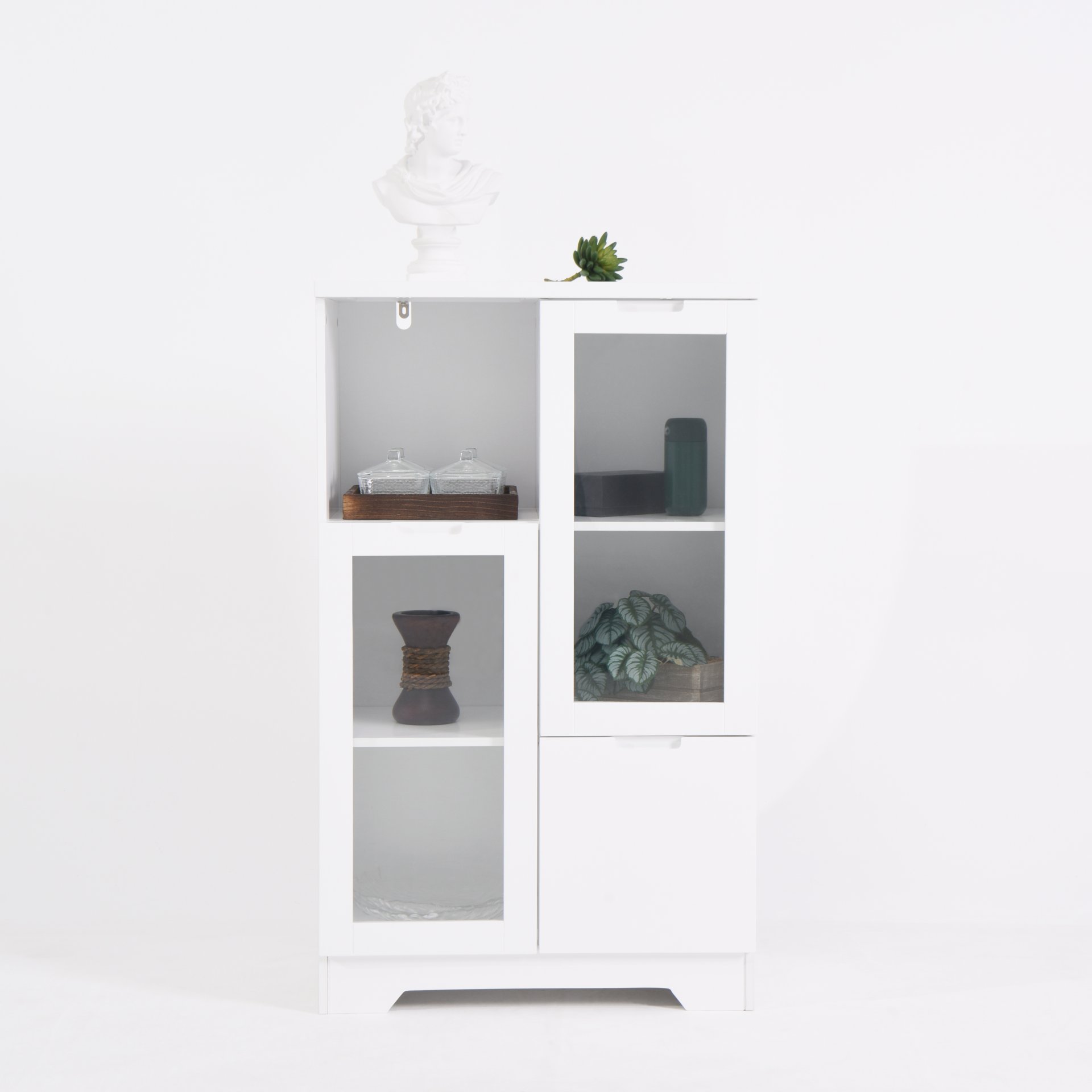 Modern Painted Cabinet With Glass Doors And Drawer - White - Image 15