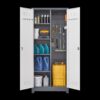 Metal Storage Cabinets, Cleaning Tool Cabinet With Locking Door, Tall Broom Tool Organizer, Large Storage Cabinet For Kitchen - Gray / White - Image 20