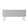 Upholstered Oval Storage Bench With Metal Legs - Gray - Image 4