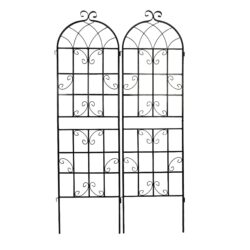2 Pack Metal Garden Trellis Rustproof Trellis For Climbing Plants Outdoor Flower Support - Black