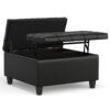 Harrison - Small Square Coffee Table Storage Ottoman - Black - Image 2