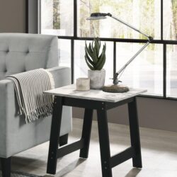 Kenzo - End Table With Faux Marble Top Finish - Black