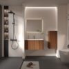 Striped Walnut Bathroom Floating Side Cabinet, Wall-Mounted Storage Cabinet For Small Spaces - Walnut - Image 4