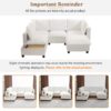 U - Shaped Sectional Sofa Modular Sofa Couch With A Movable Ottoman, A Coffee Table With Hidden Charging Devices For Living Room - White - Image 8