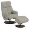Kandoro - Top Grain Leather Accent Chair With Swivel & Ottoman - Gray - Image 11