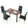 5 Piece Dining Set Including Velvet High Back Golden Color Legs Nordic Dining Chair & Creative Design Dining Table - Green - Image 7