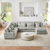 Oversized Sectional Sofa U - Shaped Sofa Couch Modern Sofa Upholstered In Soft Corduroy With A Chaise Lounge For Living Room - Gray - Image 13