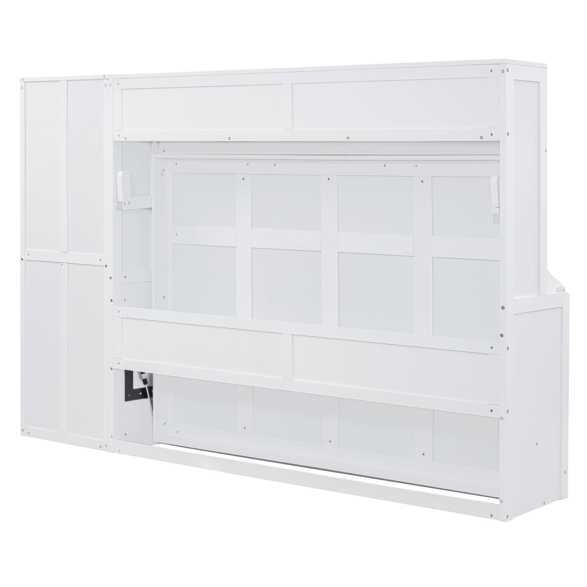 Queen Size Murphy Wall Bed With Closet And Drawers - White - Image 9