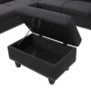 Alger - 98" Wide Left Hand Facing Sofa & Chaise With Ottoman - Charcoal Gray - Image 6