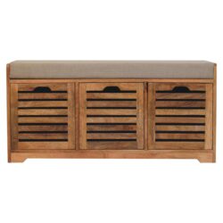 Shutter Shoe Bench, 3 Drawer - Oak
