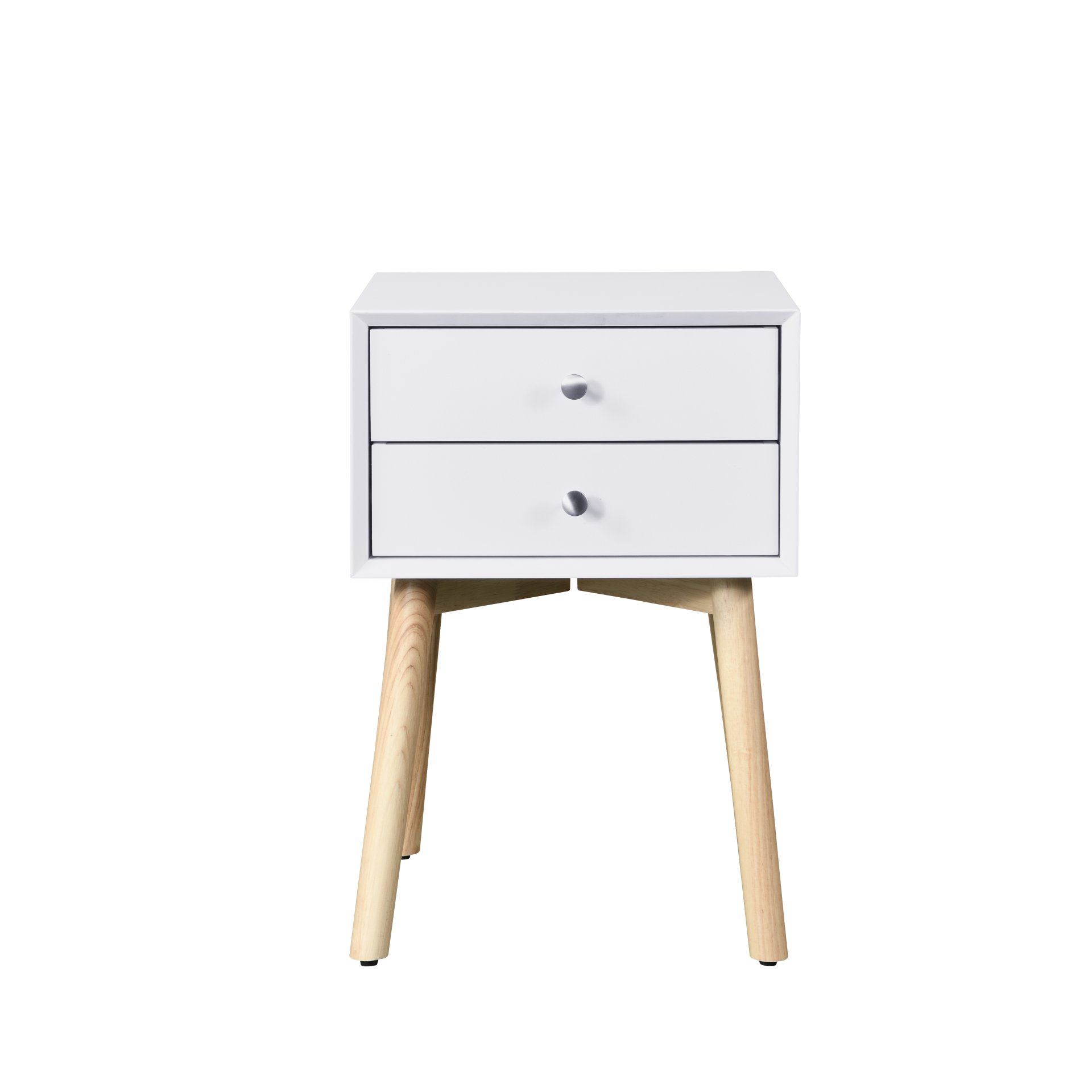 Modern Side Table With 2 Drawer, Mid-Century Storage Cabinet For Bedroom - White - Image 4