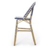 Outdoor Rattan French Barstool Set,, Bamboo, Seat Height - Navy Blue / White - Image 9