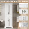 Freestanding Bathroom Vanity, Elegant Design With 4 Doors & 1 Drawer, Adjustable Shelves, Damping Hinges - White - Image 6