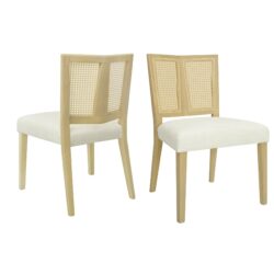 Mid Century Rattan Dining Chair Without Arms (Set of 2) - Beige / Natural Ash