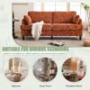 Modern Style Chenille 2 Seater Sofa With LED Light, USB Charging Port & Storage Bag - Orange - Image 7