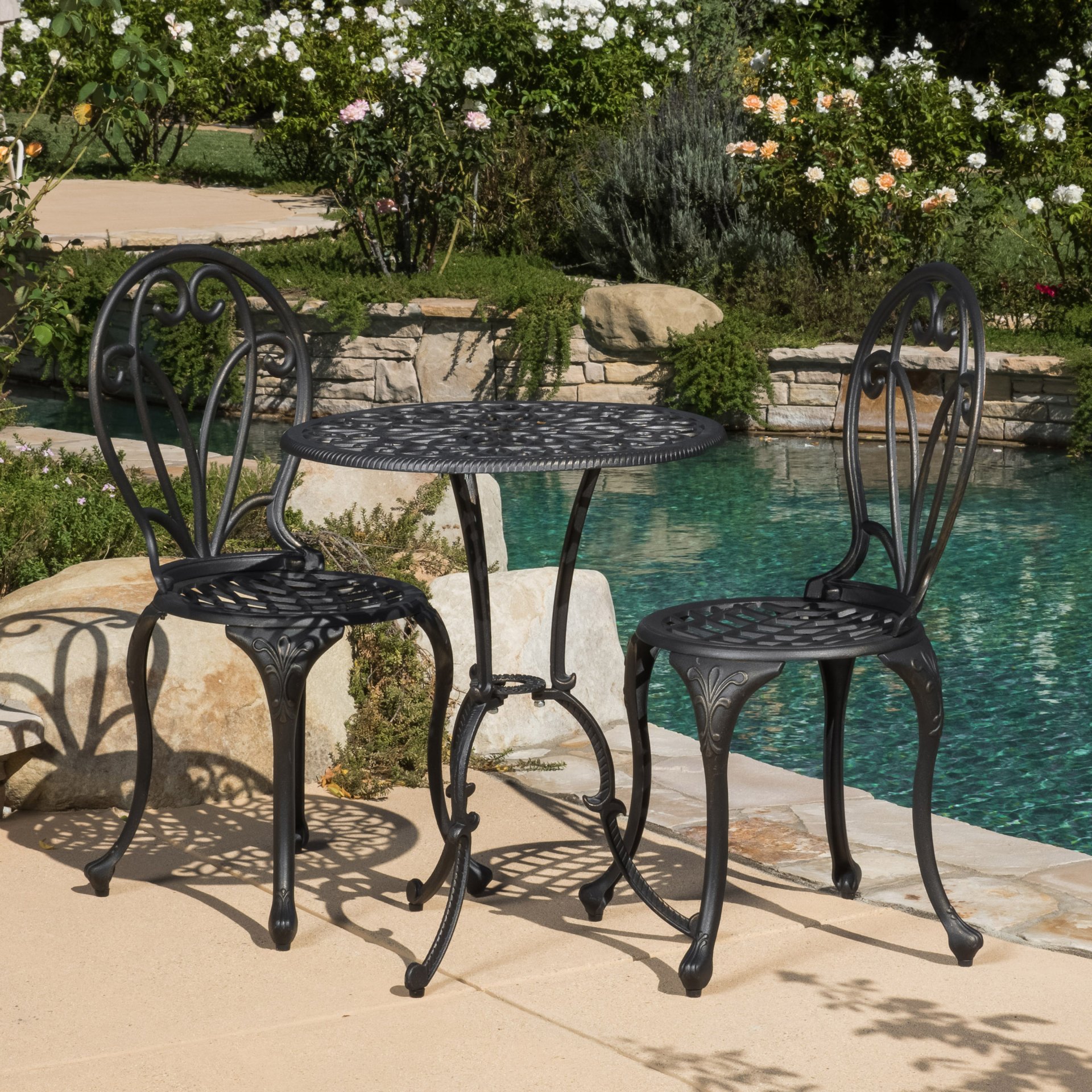 Thomas - 3 Pieces Cast Bistro Set - Black / Gold - Image 5
