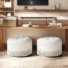 Yolanda - Round Upholstered Accent Ottoman - Almond White - Image 6