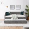 Elegant Tufted Upholstered Full Size Daybed With Trundle Linen Fabric - Gray - Image 8