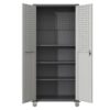 Metal Garage Storage Cabinet With Wheels Heavy Duty Tool Storage Cabinet - Brushed Nickel - Image 7