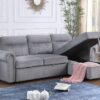 Ashton - Velvet Fabric Reversible Sleeper Sectional Sofa Chaise - Gray - Image 9