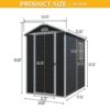 Resin Outdoor Storage Shed Kit Perfect To Store, Patio Furniture - Black - Image 3