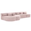 Modern Upholstered L Shape Sofa With 2 Chaise Lounges And Five Back Pillows Boucle Fabric - Pink - Image 13
