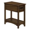 Accent End Table, 2 Tier, Narrow, Storage Drawer, Transitional - Walnut - Image 14