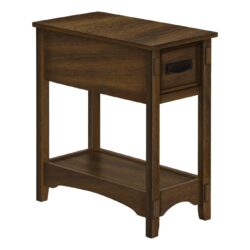 Accent End Table, 2 Tier, Narrow, Storage Drawer, Transitional - Walnut