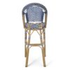 Outdoor Rattan French Barstool Set,, Bamboo, Seat Height - Teal Blue / White - Image 11
