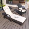 Outsunny - Wicker Outdoor Chaise Lounge, 5-Level Adjustable Backrest Pe Rattan Pool Lounge Chair With Wheels, Cushion & Headrest - Brown / Cream White - Image 9