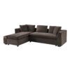 Elegant L Shaped Sectional Sofa With Chenille Upholstery And Wooden Storage Compartment - Brown - Image 9