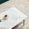 Coffee Table Rectangular Center Table For Living Room Open Space Side Table With Metal Frame - Golden / White - Image 4