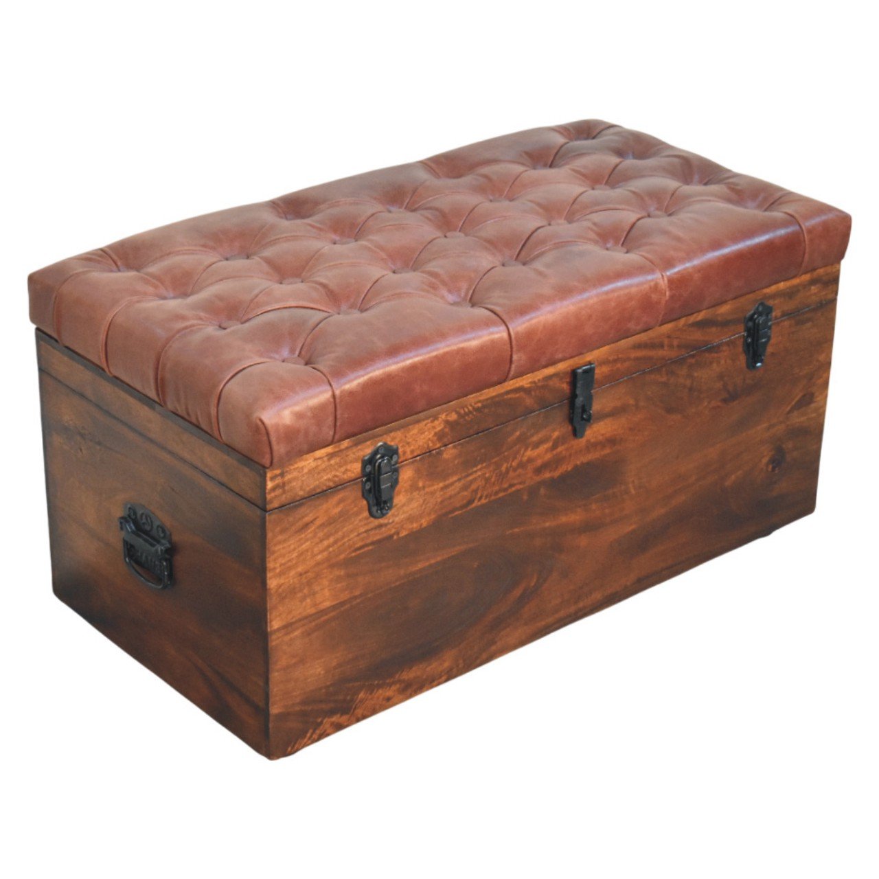 Buffalo - Hide Leather Storage Trunk - Brown - Image 5