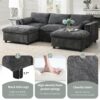 Modular Sectional With Storage Pockets, 5 Seat U Shaped Couch Set With Pillows Free Combination Modern Cloud Sofa With 2 Movable Ottoman - Dark Gray - Image 20