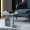Natural Marble Coffee Table With Polished Surface, Genuine Stone - Blue Gray - Image 2