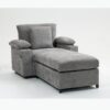 Modern Oversized Chair & Ottoman, Chenille Fabric Sofa Bed, Accent Chair Comfy Sofa With Cupholders And USB Charging Ports Chair For Living Room, Bedroom, Apartment - Gray - Image 8