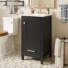 18" Bathroom Vanity With Sink, Soft Close Drawers, Door Organizer, Divider Drawer, Adjustable Foot Pads - Black - Image 4
