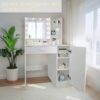 Vanity Desk With Mirror And Adjustable LED Lights, 3 Lighting Modes, Drawer And Storage Cabinet - White - Image 11