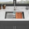 Undermount Kitchen Sink, Single Bowl With Ledge Workstation, 16 Gauge Stainless Steel - Brushed Nickel - Image 2