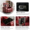 270 Degree Swivel Power Recliner With Tray Table, Phone Holder, Cup Holder, USB Port - Red - Image 6
