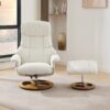 Recliner Chair With Ottoman Modern 360° Swivel Lounge Chair With Footstool 5 Point Vibration Massage Seat Heating & 140° Adjustable Backrest - White - Image 12
